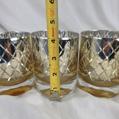 4 – MCM Gold Toned Diamond Patter Rocks Glasses-Whiskey-Speak Easy- Drink wear