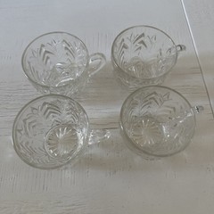 Jeannette Glass Co ~ FEATHER CLEAR PUNCH CUPS – 1950’S – 5 OZ – Set of 4