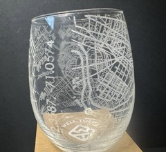 BOSTON Map WELL TOLD Etched Stemless Wine Glass 12oz Collectible Gift New USA