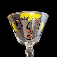 MCM Barware Pair 2 Beau Brummell “Gay Fad” Martini Glasses Vintage Novelty Tipsy