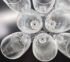 8) Mikasa The Ritz Fluted Champagne Set Vintage Crystal Clear Stemware Retro Lot