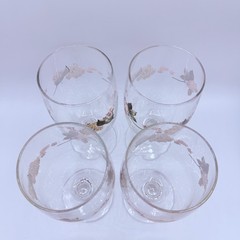 4 Martha Stewart Hydreangea Water Goblets Stemmed 16 oz. 6 7/8″ tall