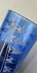 VTG Hazel Atlas Cobalt Blue Windmill Ice Bucket & 3 Flat Tumblers w/ Flags