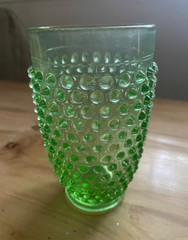 Vintage L.E. Smith Glass Green Hobnail Drinking Tumbler Footed 5.5″H READ ALL