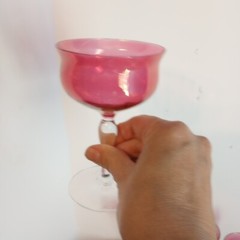 Vtg Rose Lustre by West Virginia Glass Specialty 4 Liquor Cocktail & 2 Champagne