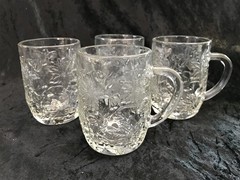 Princess House FANTASIA Poinsettias Coffee/Cocoa/Hot Cider Mugs #516 – Set of 4