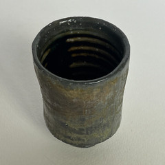 Studio Pottery Tumbler Wood Fired Whiskey Rocks Cup Handmade Functional Art Gift