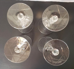 4 Arctic Rose By Rock Sharpe Water Goblets w/ Star of David on Base