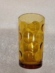 Vtg~6 Hazel Atlas~ Amber~El Dorado Optic Dot~4″Tx2.25″W~6oz. Juice Glasses(DR15)