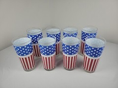 Vintage Patriotic Us Flag Stars Stripes Red White And Blue Libbey Tumbler Glass