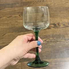 French Green Stem Wine Glass Set-Made In France 4 Luminarc 7 inches