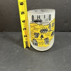 Vintage Ohio the Buckeye State frosted Glass Beer Mug 5” State Map