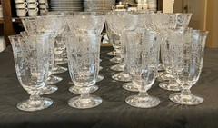 Meadow Rose by Fostoria – ESTATE SET – 24 Pieces of Vintage Etched Crystal