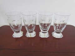 VTG Nachtmann Crystal Footed Tumblers Set 4 Hand Cut Stars Germany Bleikristall