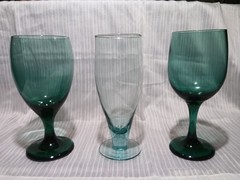 Vintage Set of 18 Libbey Glasses Holiday Colors Juniper Green 12 Oz Goblets