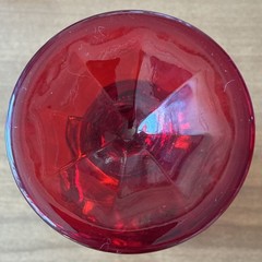 Vintage L. G. Wright/Mosser Pressed Glass EYEWINKER Ruby Red Goblet Beautiful!