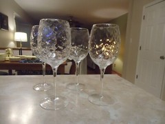 Set of 4 West Virginia Glass 8 3/4″ WVG23 Loop Optic Water Goblets