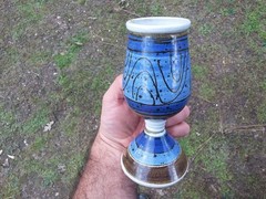 Vintage Blue Stoneware/Pottery? Chalice Cup Drinkware Decor Collect Cook Kitchen
