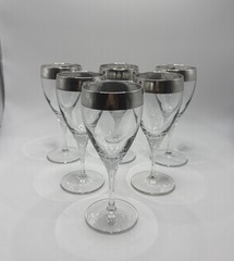 Vtg MCM Dorothy Thorpe Allegro Sterling Silver Band Stem Wine Glasses 6 – 8 Oz