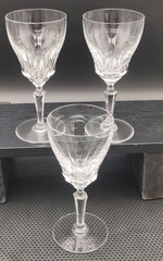 Set 3 Val St. Lambert GOETHE MILLET Teardrop Cut Crystal Water Wine Glass Signed