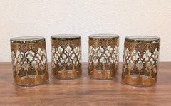 4- Vintage Culver Glass Valencia Double Old Fashioned Rocks Glasses 22k 4 1/8″