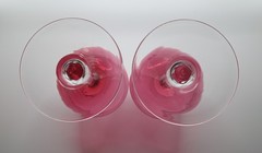 Vintage Pair of Gorham Crystal 7 1/4″ Francine Pink Clear Stemmed Water Goblets