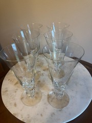 Set of 6 Vintage Astrid 5 Lobe Stem by Swedish Glass Iced Tea Glasses 7 3/8″
