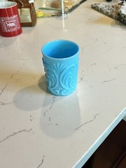 Vintage Challinor No 314 Blue Opaque Milk Glass Tumbler 4″