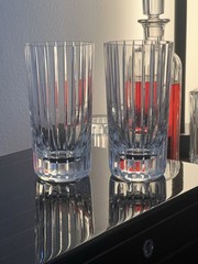 (2x Lot) Baccarat Harmonie Highball Tumbler Clear Crystal Glass 14cm 5.5”