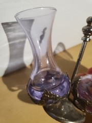 VINTAGE NEODYMIUM Colour Change Light Blue /Purple Italian Cruet Set Oil Vinegar