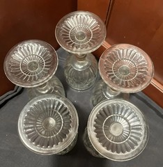 Jeannette Iris Herringbone Clear Depression Set Of 5 – 4 Oz Wine Glass 5 3/4 In