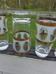 Lot Of 6 Vtg Brockway Glass Co. Tumbler Glass Golden Wheat Frosted 12 oz