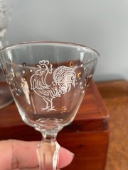 5 Vintage Libbey Rooster Glasses Chanticleer Cocktail Cordial MCM Barware Gold