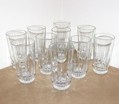10- Vtg. France Arcoroc LANCER 12oz Tumbler Ribbed Bottom Highball Glasses 5.5″T