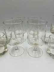 Etched Old English-Style «R» Monogramed Glasses. Lot of 12.