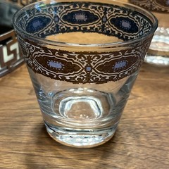 Set Of 4 Culver Sorrento Highball glasses , Silver Filigree W/ Turquoise