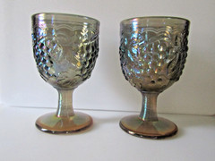 Imperial Glass Carnival Glass Grape Goblets 5 1/2″ Tall 3 1/4″ Wide Lot of 2