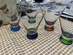DANSK Spectra Cocktail Glasses – Six Base Colors – Clear Glass Top – 5-1/2 0z.