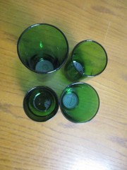Mixed Lot of Forest Green Glass Tumblers – Lot of 4