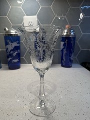 Tiffin Franciscan Cherokee Rose Crysal 8″ Water Goblet Stem Etched Elegent Glass