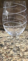 4 MIKASA CHEERS STEM GOBLETS ETCHED HORIZONTAL ,VERTICAL,DOTS,SWIRLS 9”T