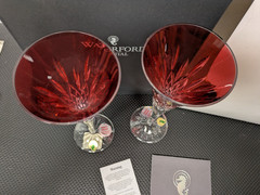 Pair of Waterford Crystal Lismore Crimson Champagne Toasting Flutes in Box -NH