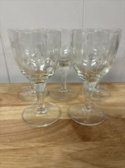 Standard Glass Co Criss Cross & Punties Etched Tall Cordial Sherry Glasses 5