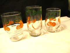Vintage Orange Juice Glass Set of 3 Different Sizes