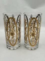 11 Pc Set Vtg UTD Glass/barware 22K Gold Overlay Hiball, Lowball, shot glasses