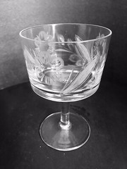 4 Vintage Clear Glass Etched Floral Footed Sherbet Custard Dessert Cups