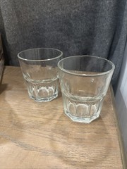Octagonal Whiskey Rock Glasses, Set of 2 Lowball Tumblers, 3″ Wide Mouth Glasses