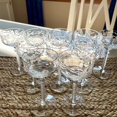 VTG Libbey Rock Sharpe Liquor Glass Stem Crystal Set of 10 Burleigh Pattern
