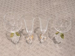 Vintage Venetian Murano Wine glasses, Handmade, Champagne Flutes, Set Of 4