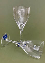 Set of 2 Mikasa Panache Clear Square Bowl Crystal Wine Glasses 8 1/4» NWT 9oz